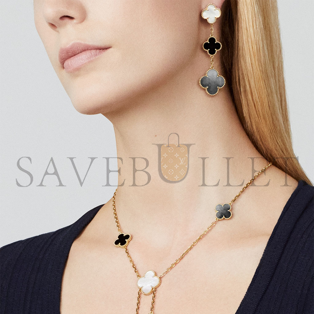 V*N CL*F arpels magic alhambra earrings, 3 motifs vcard79000